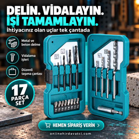 Makita D-40200 17 Parça Çantalı Matkap Ucu ve Vidalama Uç Seti