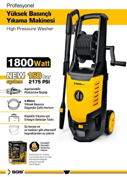 SGS 5400 Yüksek Basınçlı Yıkama Makinası 1800 W /150 Bar