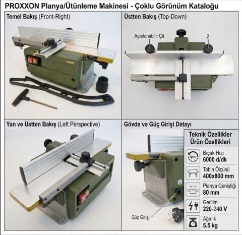 Proxxon AH 80 Kalınlık ve Planya Makinası 27044