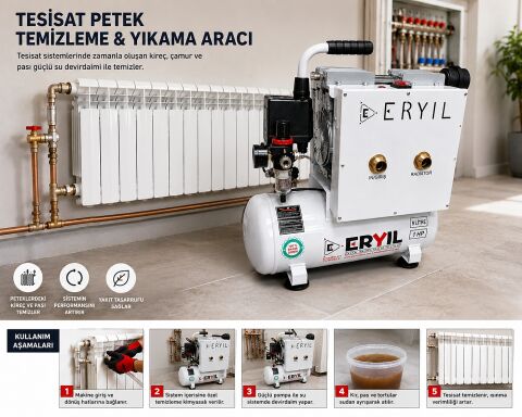 Eryıl TTM-05 Kompresörlü Tek Yönlü Havalı Petek Tesisat Temizleme Makinası