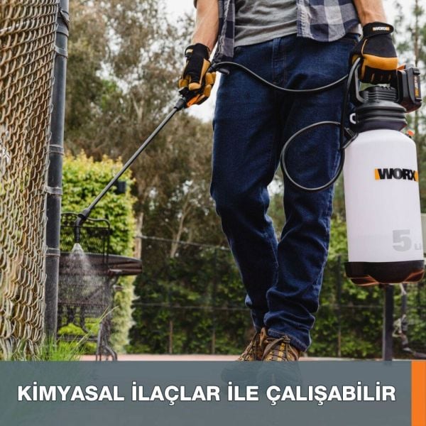 WORX WG829E.9 Omuz Askılı Basınçlı İlaçlama ve Dezenfektan Pompası 20Volt 5Lt (Akü Dahil Değildir)