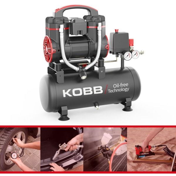KOBB KBK8S 8 Lt.Yağsız Sessiz Taşınabilir Hava Kompresörü 1.2HP-8Bar