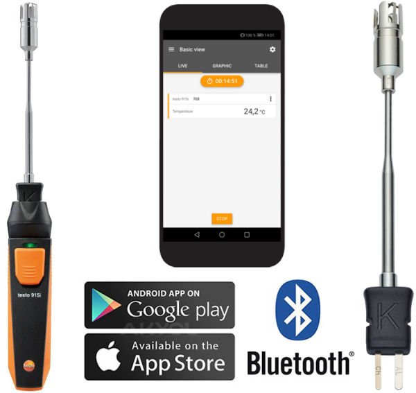 Testo 915i Set Termometre | K Tipi Problu ve Akıllı Ölçüm Cihazı