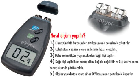 Kağıt Nem Ölçüm Cihazı MD-6G Dijital Nem Ölçer