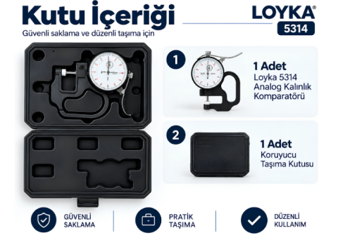 Loyka 5314 Analog Kalınlık Komparatörü 0.01 mm Hassasiyetli