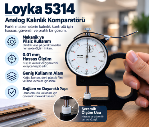 Loyka 5314 Analog Kalınlık Komparatörü 0.01 mm Hassasiyetli