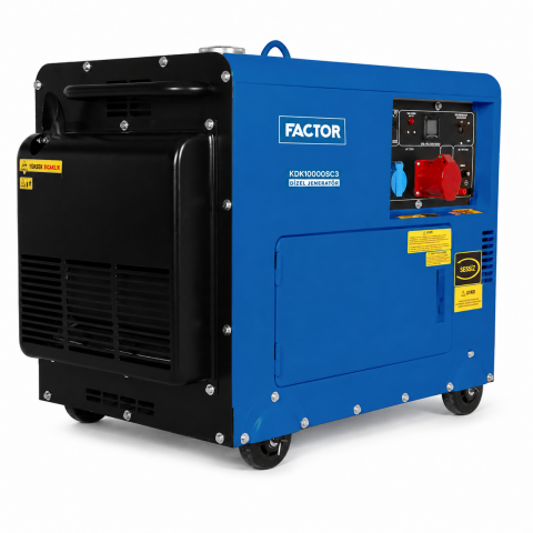 Factor KDK10000SC3 9.4 kVA Kabinli Dizel Jeneratör Trifaze | Sessiz Güçlü Marşlı Jeneratör