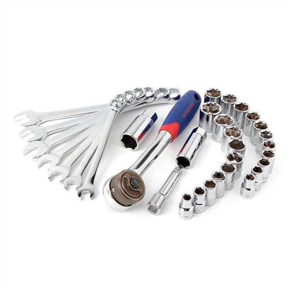 WORKPRO WP202528 3/8’’ Lokma ve Kombine Anahtar Takımı | 32 Parça Metrik/İnç Cr-V Profesyonel