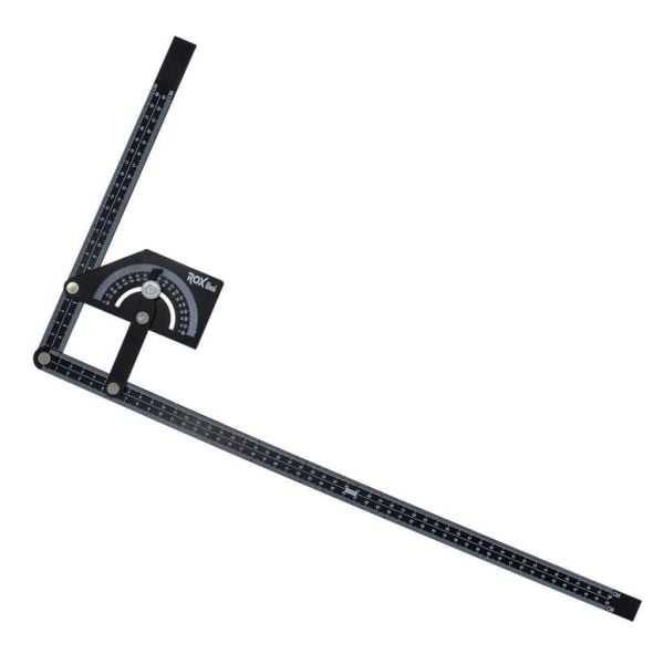Çok Fonksiyonlu Dereceli Gönye İletki 23x50 cm | Alüminyum Açı Ölçer Cetvel | Rox Wood 0102