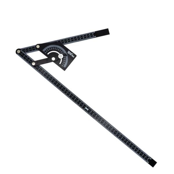 Çok Fonksiyonlu Dereceli Gönye İletki 23x50 cm | Alüminyum Açı Ölçer Cetvel | Rox Wood 0102