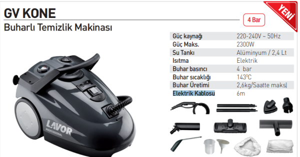 Lavor GV KONE Buharlı Temizlik Makinası 4 Bar