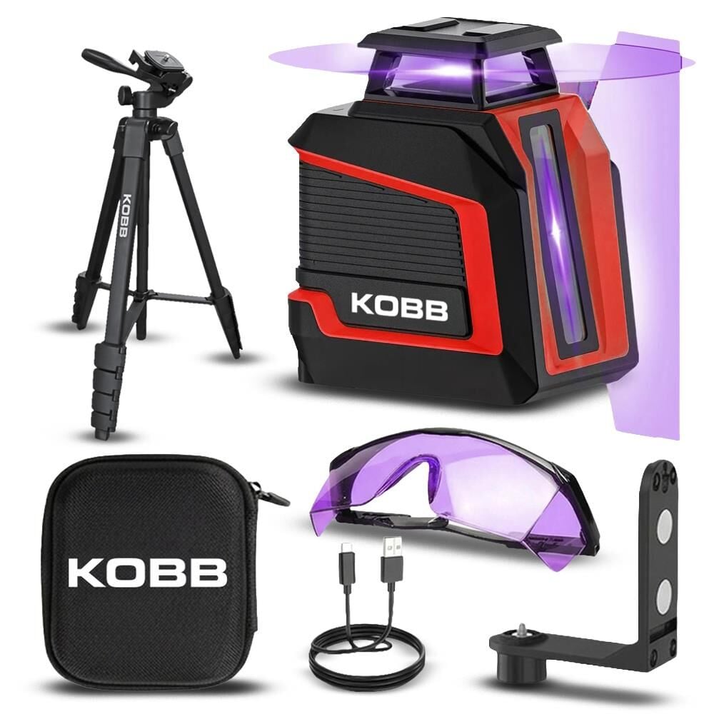 KOBB KBL30P 3.7V Li-ion Yatay 360° ve Dikey Otomatik Hizalamalı Mor Işık Profesyonel Lazer+Tripod