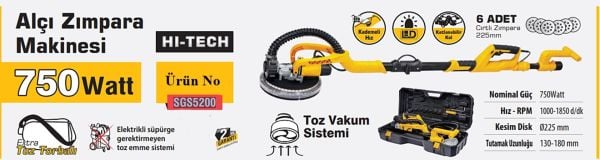 SGS 5200 Işıklı ve Kademeli Duvar ve Alçı Zımpara Makinası 750 W