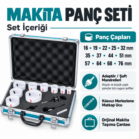 Makita D-47307 Bi-Metal Delik Testere Seti 16-76 mm (Çantalı Panç Seti)
