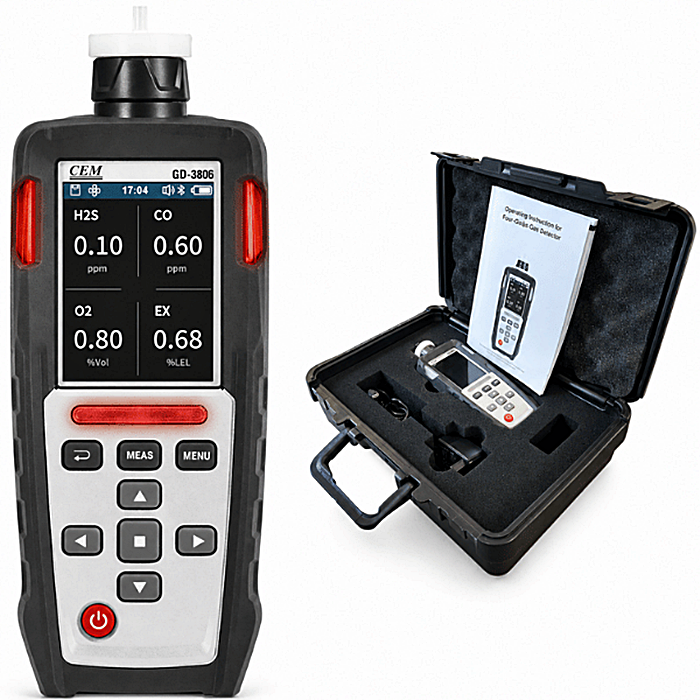 CEM GD-3806 Profesyonel Pompalı 4’lü Gaz Ölçüm Cihazı | O₂, CO, H₂S ve LEL