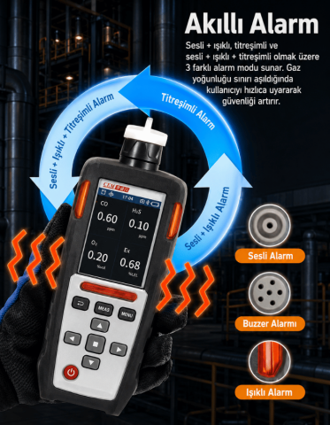 CEM GD-3806 Profesyonel Pompalı 4’lü Gaz Ölçüm Cihazı | O₂, CO, H₂S ve LEL
