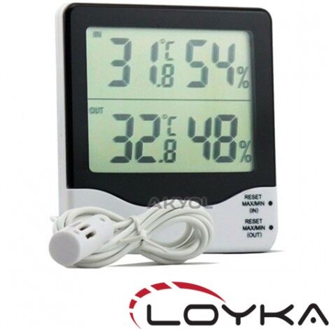Loyka Sıcaklık ve Nem Ölçer İç/Dış Ortam 1.5 m Kablolu H300