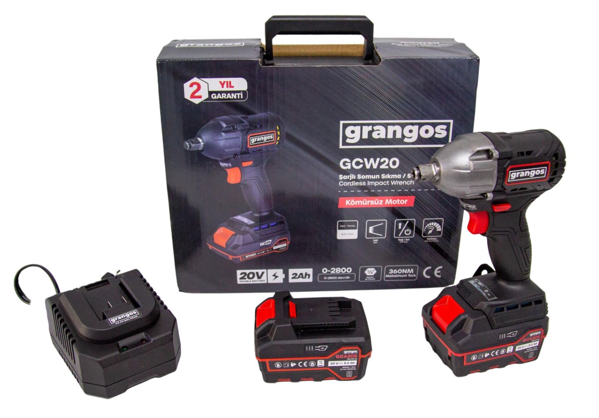 Grangos GCW20-F2 20V 5 Ah Çift Akülü Somun Sıkma