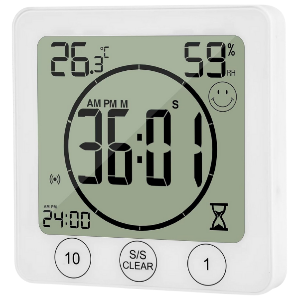 KT9 Dijital Zamanlayıcı Isı Nem Saat Göstergeli | Vantuzlu Mıknatıslı Timer