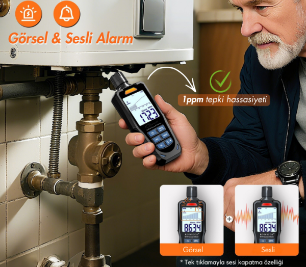 GAZ-40 Yanıcı Gaz Kaçak Dedektörü – Japon Figaro Sensörlü, Hassas Profesyonel Kullanım