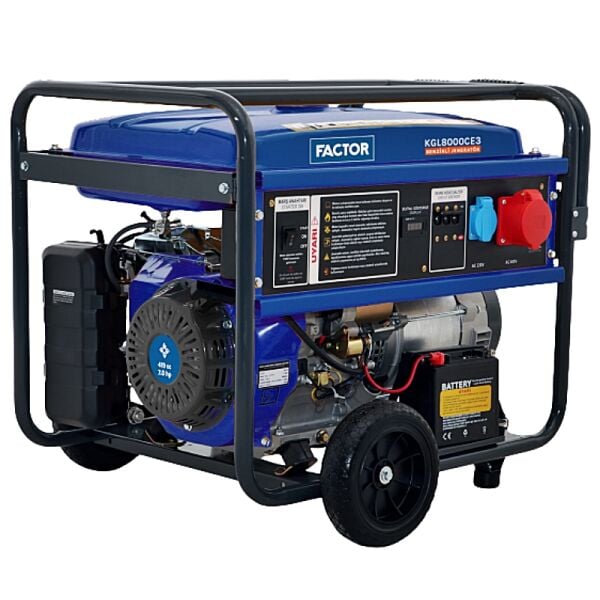 Factor KGL8000CE3 8,1 kVA Trifaze Benzinli Jeneratör – Marşlı & İpli Profesyonel Güç Kaynağı