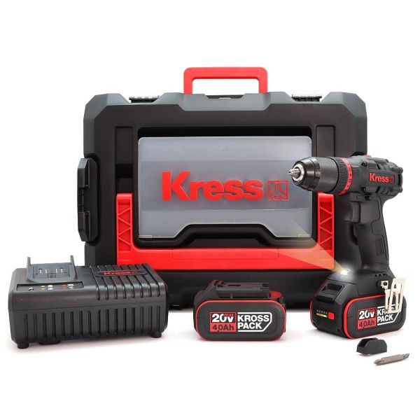 Kress KUC30 Çift Akülü Şarjlı Darbeli Matkap 20Volt/4.0Ah
