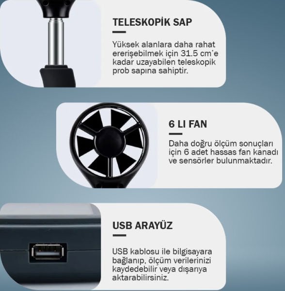Benetech GM8902+ Plus Hava Hızı ve Hava Debisi Ölçer