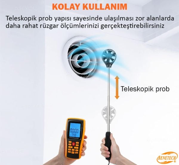 Benetech GM8902+ Plus Hava Hızı ve Hava Debisi Ölçer