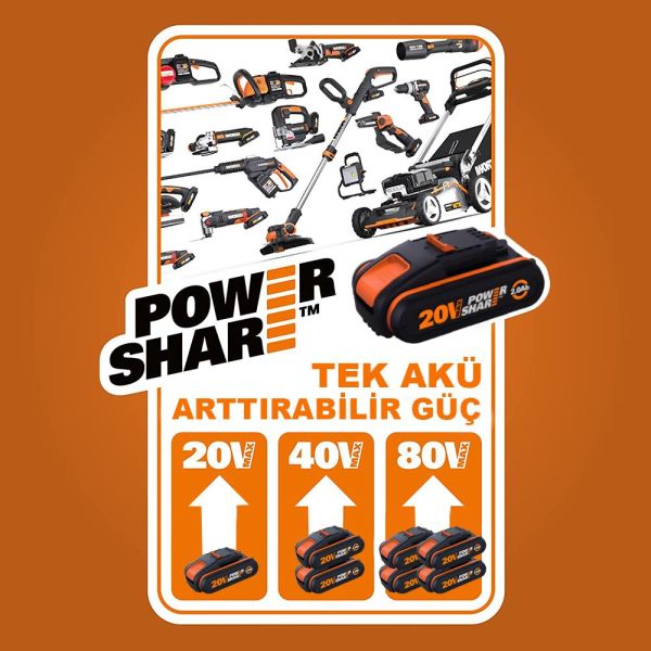 WORX Li-ion PowerShare Yedek Akü 20Volt 6.0Ah.