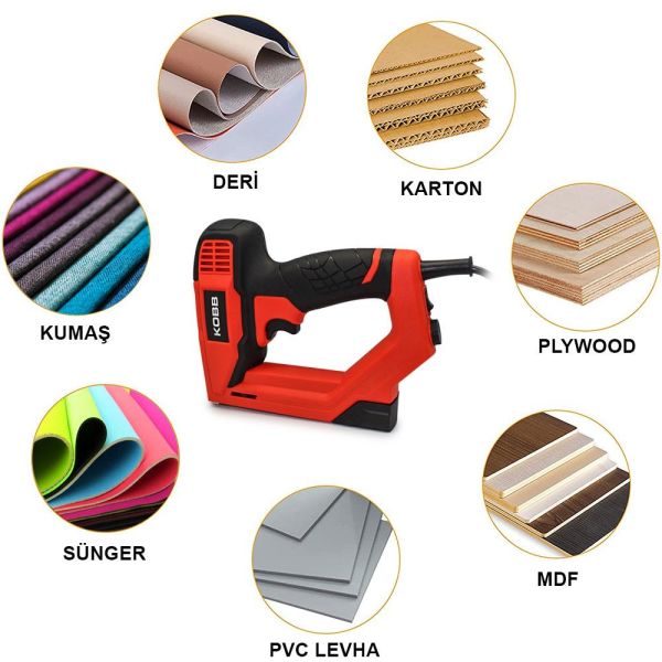 KOBB KBZ200B Zımba 8-16mm ve Çivi Çakma Makinesi 15-16mm + 3000 adet Yedek Zımba ve Çivi