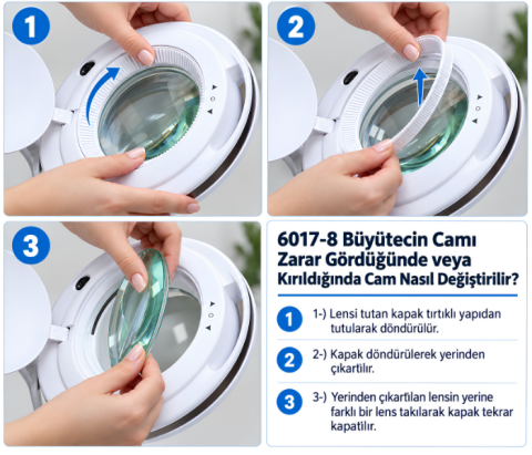 Loyka 6017 Ayaklı LED Büyüteç 5X - T5 Tekerlekli Işıklı Büyüteç