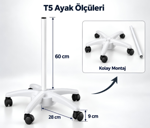 Loyka 6017 Ayaklı LED Büyüteç 5X - T5 Tekerlekli Işıklı Büyüteç