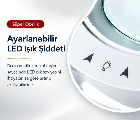 Loyka 6017 Ayaklı LED Büyüteç 5X - T5 Tekerlekli Işıklı Büyüteç
