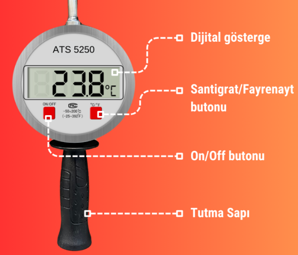 ATS 5250 Yığın Isı Ölçer Probu 250cm