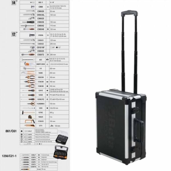 Beta 2056T/E Tekerlekli Dolu Takım Çantası 1/4''-1/2''