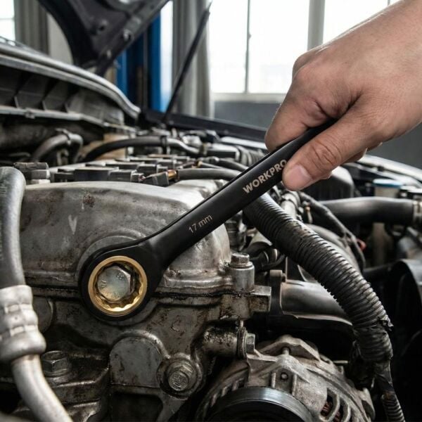 WORKPRO WP202602 8-19mm 9 Parça CR-V Profesyonel Cırcır Kombine Anahtar Takımı + Bez Taşıma Kılıfı