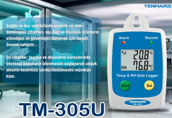 Tenmars TM-305U Sıcaklık ve Nem Kayıt Cihazı