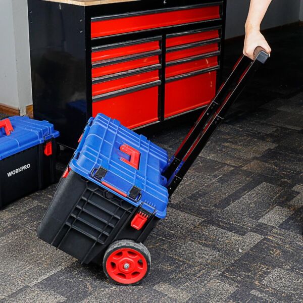 WORKPRO WP283032 Tekerlekli Profesyonel Takım Çantası 54 Lt – 56x44,2x50 cm Kilitli Büyük Boy