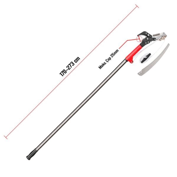 WORKPRO WP333006 2’si 1 Arada Teleskobik Ağaç Budama Testeresi ve 25 mm Dal Budama Makası – 270 cm Profesyonel Bahçe Seti