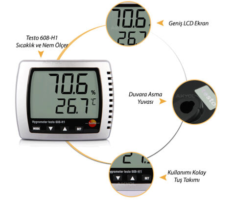 Testo 608-H1 Hassas Dijital Sıcaklık ve Nem Ölçer – Termohigrometre