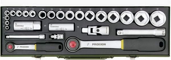 Proxxon 23020 Cırcırlı Kollu 27 Parçalı Lokma ve Bits Takımı 1/4'' ve 1/2''