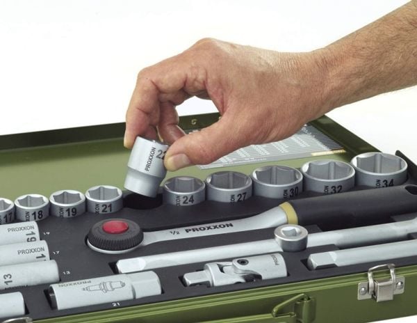 Proxxon 23020 Cırcırlı Kollu 27 Parçalı Lokma ve Bits Takımı 1/4'' ve 1/2''