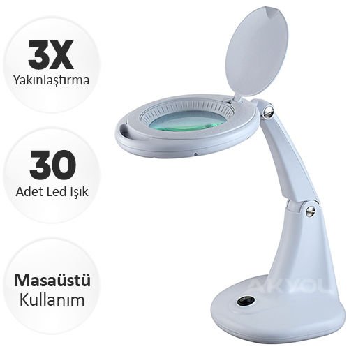 Led Işıklı Masaüstü Büyüteç 3X - 2015
