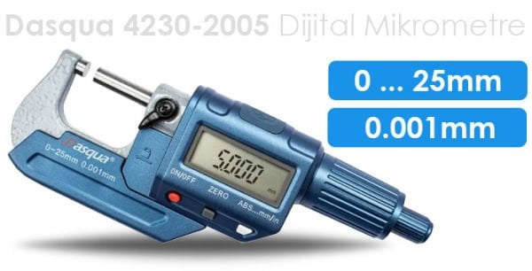 Dasqua 4230-2005 Dijital Dış Çap Mikrometresi 0,25 mm