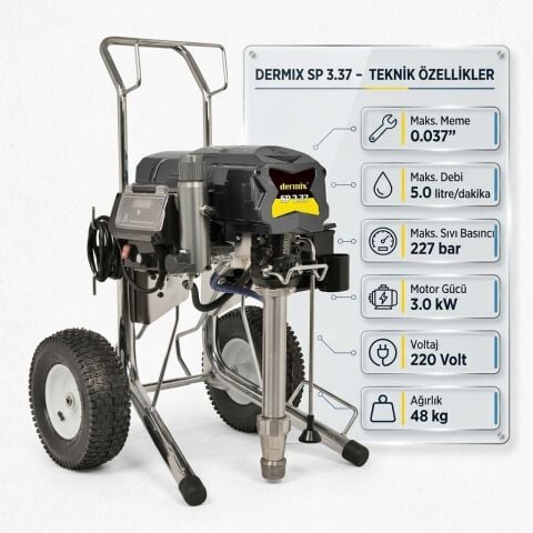 Dermix SP 3.37 Elektrikli Airless Boya Makinası | Profesyonel Havasız Boya Püskürtme Makinesi
