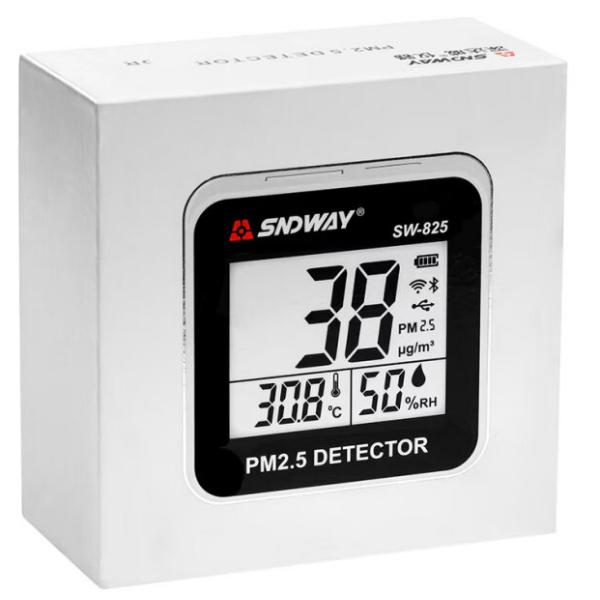 Dijital Hava Kalitesi Ölçer SW-825 - PM2.5 Toz ve Partikül Dedektörü, Hassas Isı ve Nem Ölçer