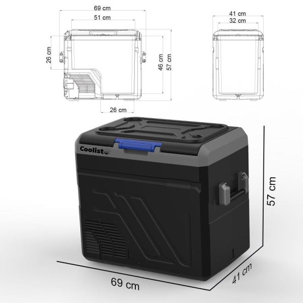 Coolist CLK60 60 Litre Kompresörlü Oto Buzdolabı ve Dondurucu 12/24Volt/220Volt