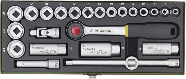 Proxxon 23110 Cırcırlı Kollu 24 Parçalı Lokma Takımı 3/8''