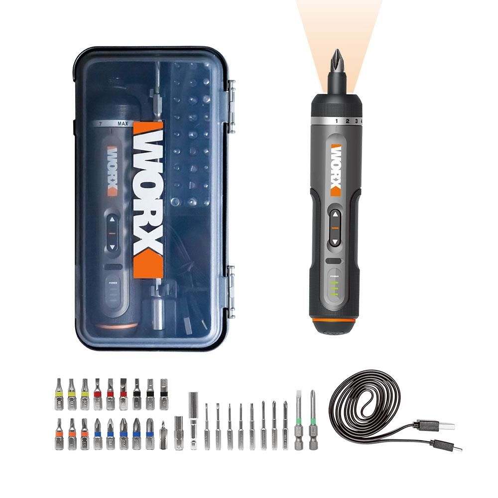 WORX WX242 Li-ion Akülü Tork Ayarlı Şarjlı Tornavida 4Volt/2.0Ah.+ 30 Adet Bits Uç