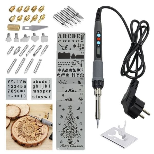 Pro Ahşap Yakma ve Hobi Seti 60W 46 Parça | Ayarlanabilir Isı Ekranlı Pirogravür | Rox Wood 0143